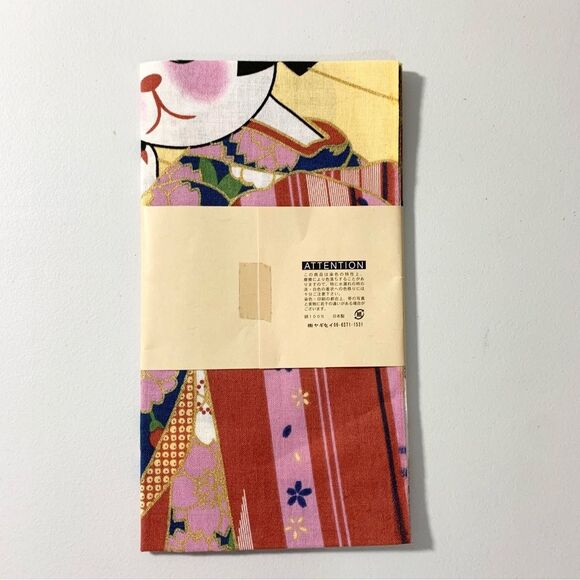 NWT Cat Manekineko Tenugui Towel Maiko Kimono Japanese Fabric Towel Tapestry - Picture 4 of 4